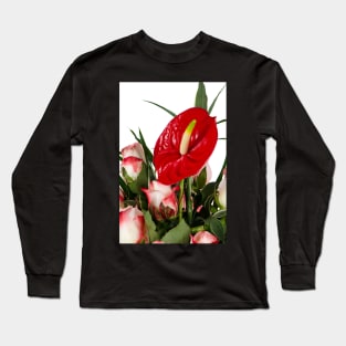 Beautiful red anturio flowers Long Sleeve T-Shirt